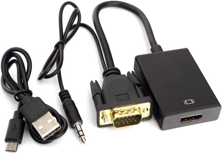 Переходник VGA (M) -> HDMI (F) Cablexpert, 19M/15F, длина 15см .