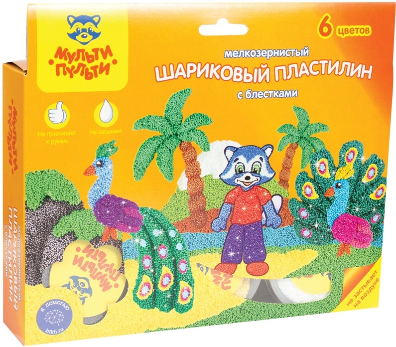 Пластилин шариковый Мульти-Пульти Приключения Енота, 6 цветов ...
