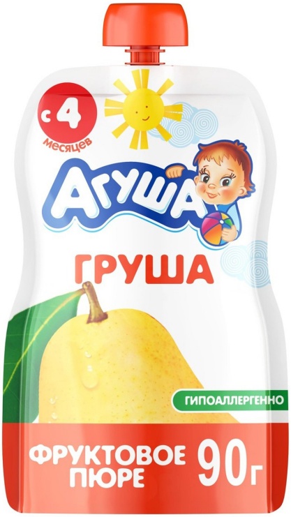 Пюре фруктовое Агуша груша с 4мес 90г пауч/пак (4690228028946)