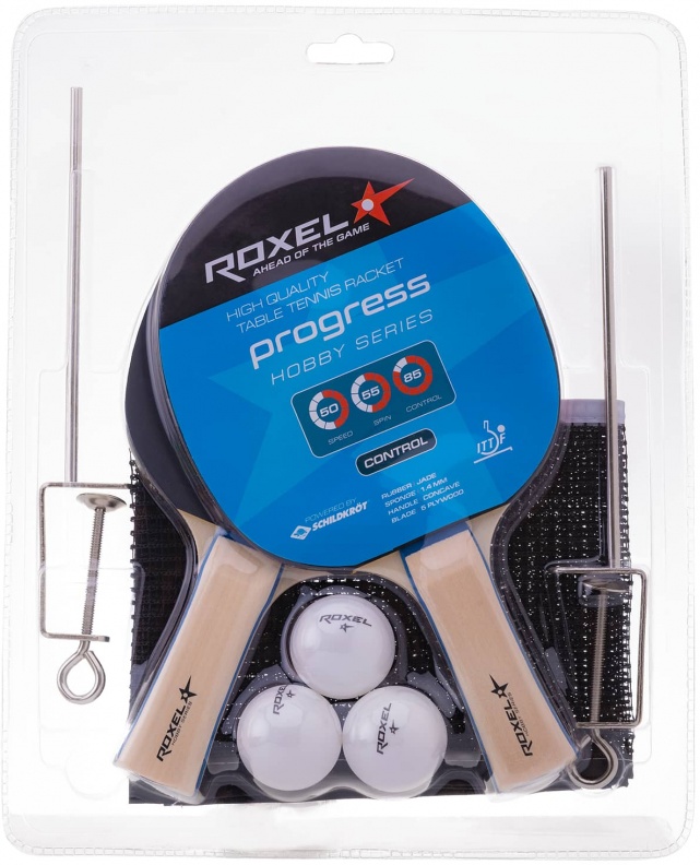 Набор для настольного тенниса Roxel Hobby Progress (2 ракетки + 3 мяча + сетка) 4680459063793 - купить по выгодной цене в интернет-магазине ОНЛАЙН ТРЕЙД.РУ Йошкар-Ола