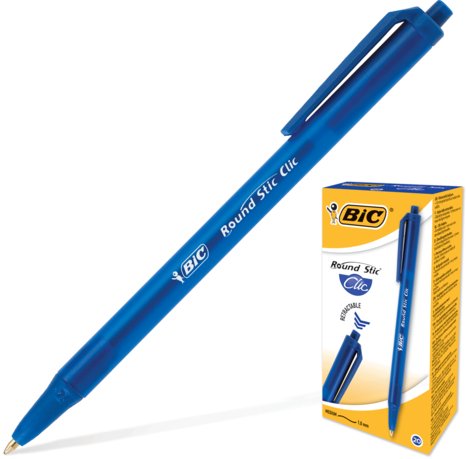 Ручка шариковая автоматическая BIC Round Stic Clic синяя, 1мм 141772СН — купить по низкой цене в интернет-магазине ОНЛАЙН ТРЕЙД.РУ