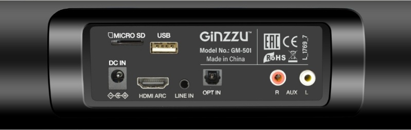 Ginzzu GM-501, Саундбар, 2x10W/HDMI/RCA/Optical/USB/ДУ Ginzzu GM-501, Саундбар, 2x10W/HDMI/RCA/Optical/USB/ДУ