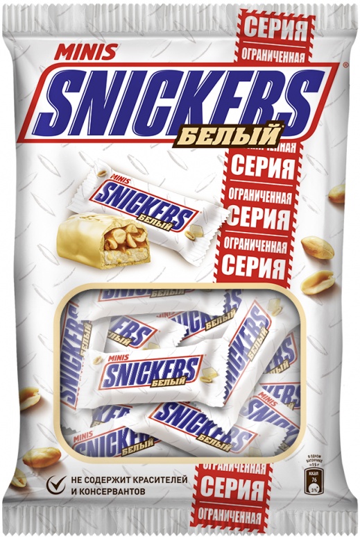 Шоколадный батончик Mars snickers белый минис 0.180 (4607065730246)