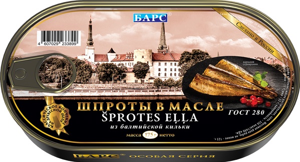 Шпроты БАРС в масле из балтийской кильки 175 г 4607029233899 — купить по низкой цене в интернет-магазине ОНЛАЙН ТРЕЙД.РУ