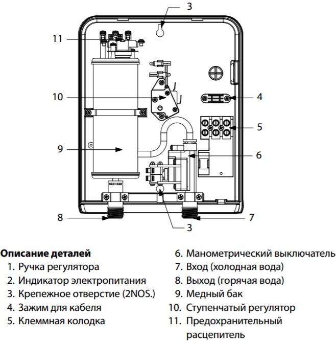 Схема подключения проточного водонагревателя термекс