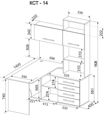 Стол компьютерный кст 14 левый
