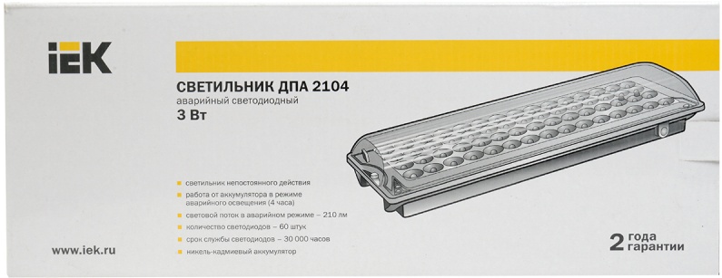 Аварийный светильник IEK ДПА 2104, аккумулятор, 4ч, 60LED, IP20, LDPA0 ...