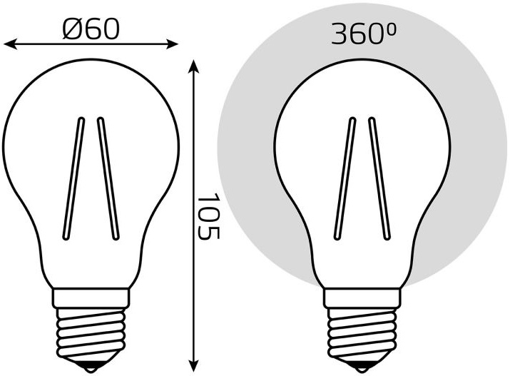 Светодиодная лампа Gauss Filament Elementary А60 11W 910lm 2700К Е27 ...