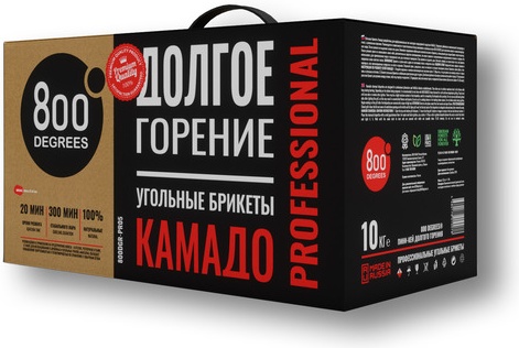 Уголь брикеты Пини Кей 800 Degrees Pini Kay Profi Долгое Горение, коробка 10 кг.