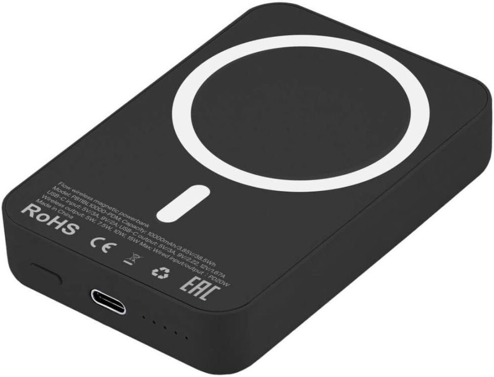 Внешний аккумулятор uBear Flow 10000 mAh с поддержкой MagSafe, черный ...