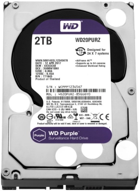 Жесткий диск 3.5 Western Digital WD Purple 2 ТБ, SATA III, 256 Mb, 5400 rpm (WD22PURZ) — купить в интернет-магазине ОНЛАЙН ТРЕЙД.РУ