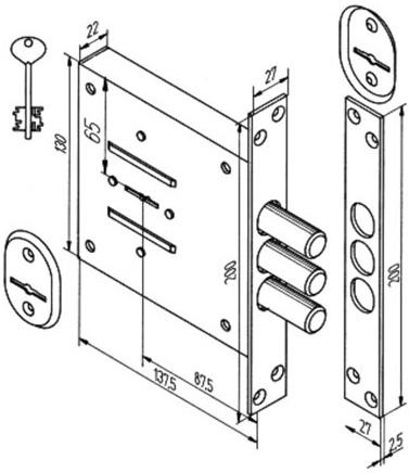 Состав замка врезного замка