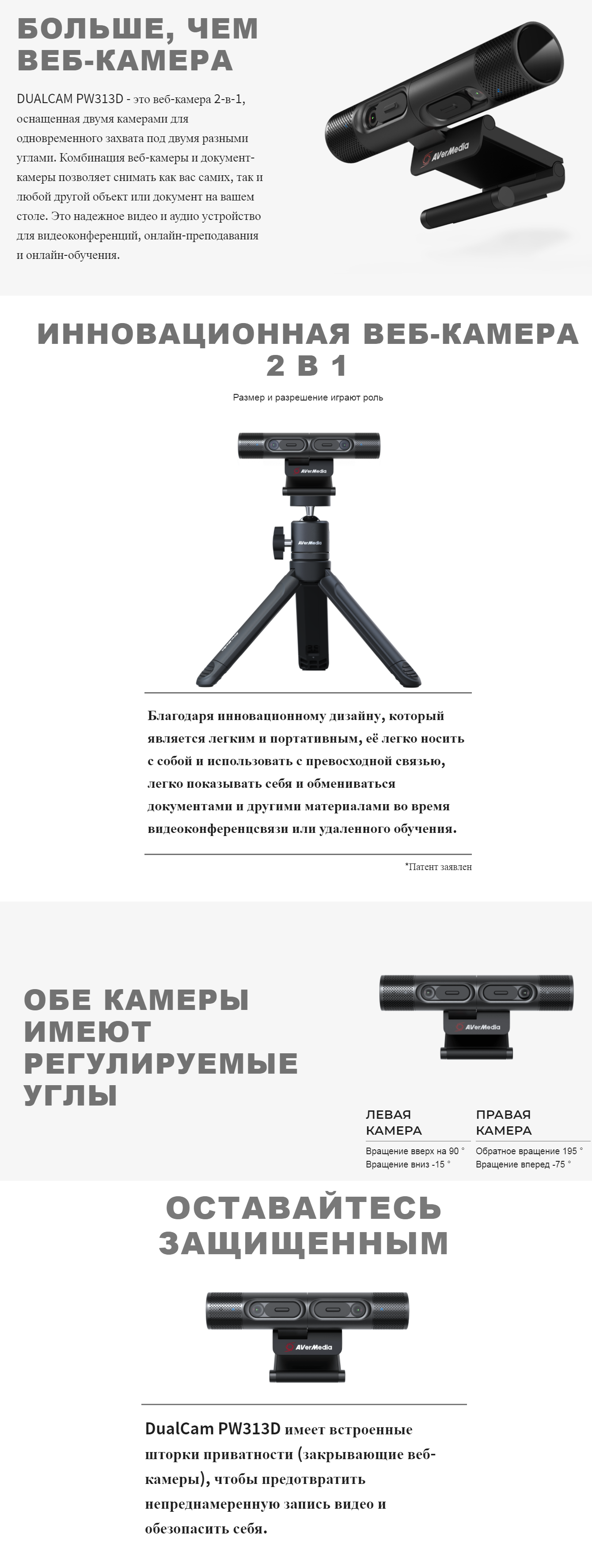 Веб-камера Avermedia PW313D Dualcam черный (85286) 61PW313D00AE — купить в  интернет-магазине ОНЛАЙН ТРЕЙД.РУ