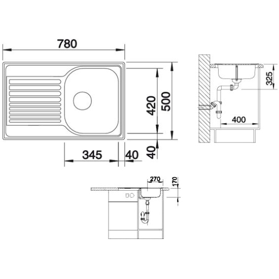 Мойка для кухни из нержавеющей стали blanco tipo 45 s compact 513441