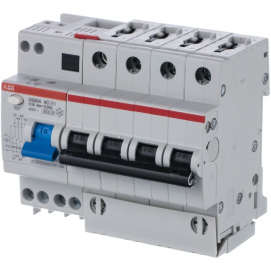 Дифференциальный автомат ABB 4п C 16А 30мА тип AC 6кА DS204 6мод ...