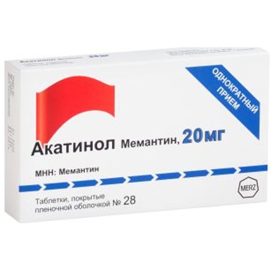 Лекарственное средство Акатинол мемантин таб. п/п/о 20мг №28 - купить в интернет магазине с доставкой, цены, описание, характеристики, отзывы