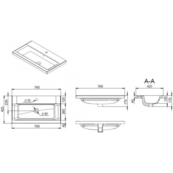 Раковина мебельная am pm gem m90wcc0752wg