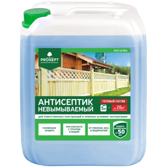 Антисептик невымываемый PROSEPT ECO ULTRA, 5 литров, для ответственных ...