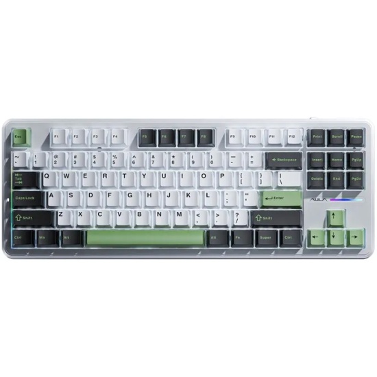 F87 White Клавиатура AULA F87 беспроводная/проводная White-Black-Green (80003613 ...