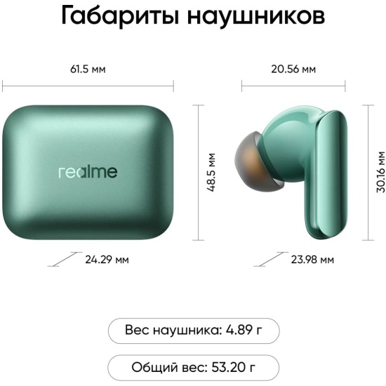 Беспроводные наушники realme Buds Air 7 Pro зеленый 6941764467071