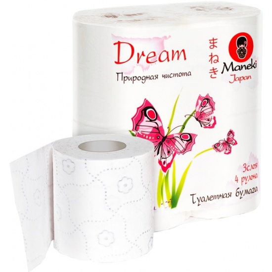 Туалетная бумага Maneki Dream 3 слоя, 4 рул с ароматом природная ...
