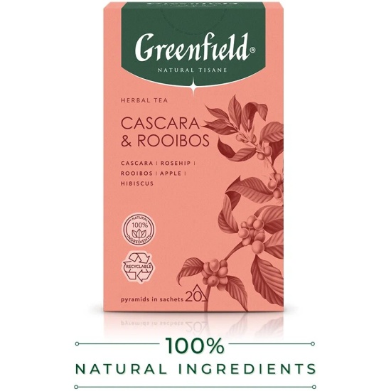 Чай GREENFIELD NATURAL TISANE Cascara & Rooibos, фруктовый, 20 пак/упак ...