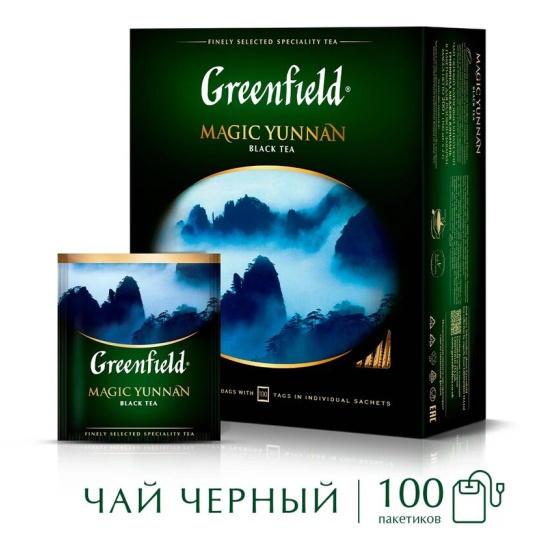 Чай GREENFIELD Magic Yunnan, черный, 100 пакетиков ОТ0583-09 — купить ...