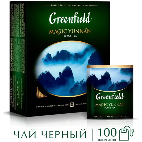 Чай GREENFIELD Magic Yunnan, черный, 100 пакетиков ОТ0583-09 — купить ...