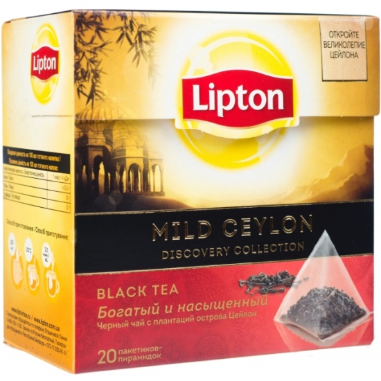 Чай Lipton чёрный Mild Ceylon, 20 пирамидок — купить в интернет ...
