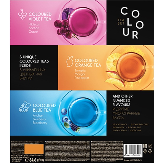 Подарочная упаковка: Чай ассорти CURTIS Colour tea set 54 пакетика 9 ...