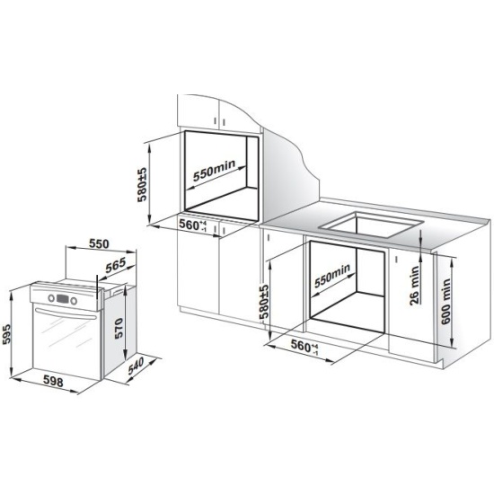 Установочные размеры духового шкафа
