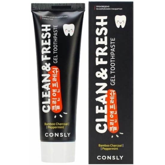 Гелевая зубная паста Consly Clean&Fresh с бамбуковым углем и перечной ...
