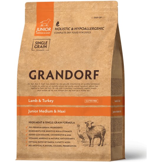 Купить корм сухой Grandorf ягненок с индейкой для юниоров всех пород, 1 ...