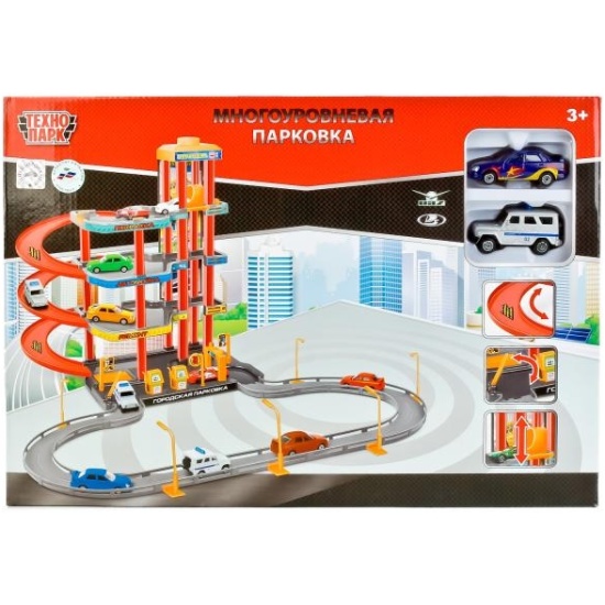 Игровой набор ТЕХНОПАРК P4788A-3R Парковка с 2-мя металлическими ...