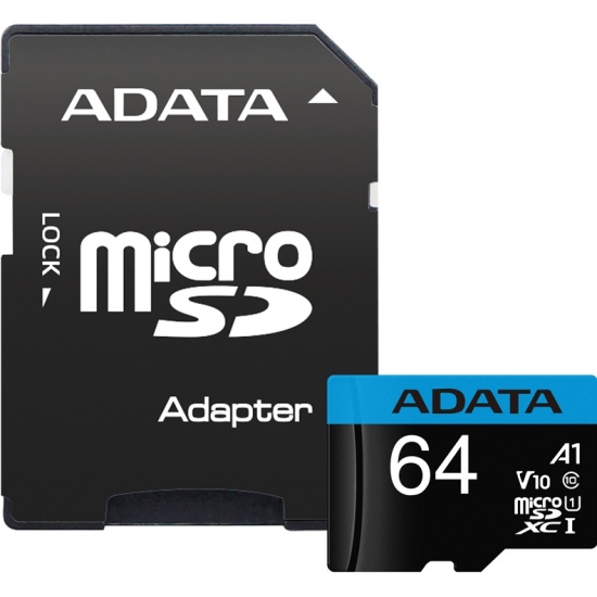  Карта памяти Adata Premier microSDXC 64Gb UHS-I U1 V10 A1 + ADP (85/25 Mb/s) 