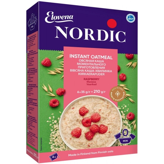Каша моментального приготовления Nordic (Нордик) овсяная с малиной 210 ...