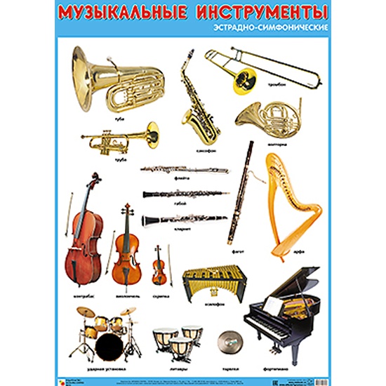 Картинки Музыкальные инструменты для детей с названиями (29 шт.) - #5103
