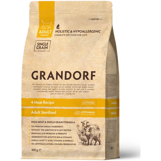 Корм сухой Grandorf 4 вида мяса для стерилизованных кошек, 400 г GD ...