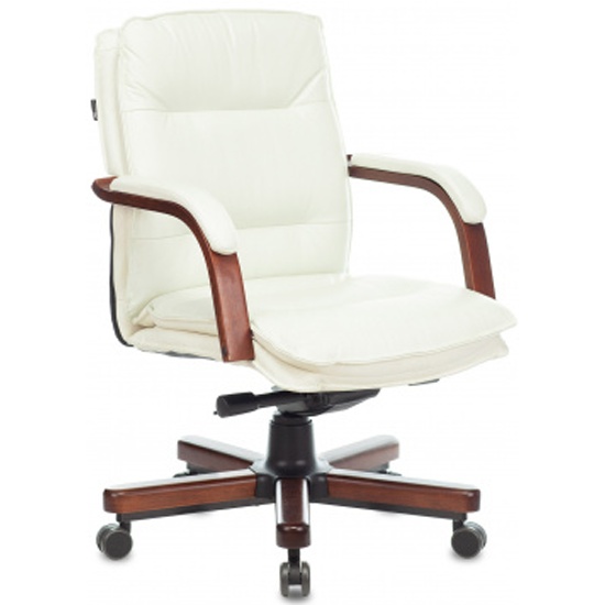 Кресло руководителя Бюрократ T-9927WALNUT-LOW слоновая кость кожа низк ...