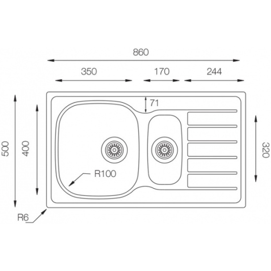 Мойка для кухни 860х500