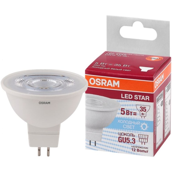 Светодиодная лампа LS MR16 3536 5W /840 (=35W) 12V GU5.3 350lm 36 ...