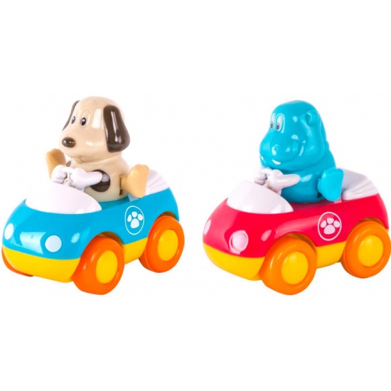 Машинка Hap-p-Kid Зверушки на колесиках щенок + бегемотик