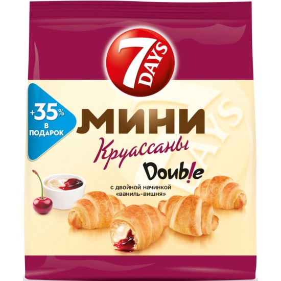 Мини круассаны 7 DAYS c двойной начинкой ваниль-вишня 300 г — купить в ...
