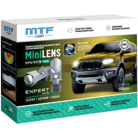 Купить светодиодные линзы MTF Light, серии MiniLENS EXPERT H4/H19, 12 ...