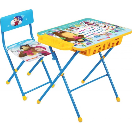Комплект nika стол стул азбука ку1 9 60x45 см синий