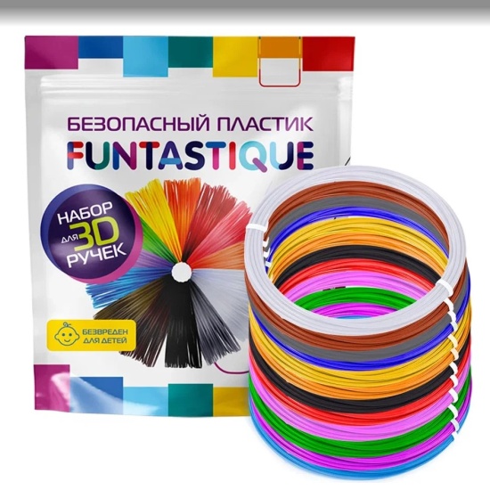 Набор PLA-пластика для 3д ручек Funtastique 12 цветов 5 метров PLA-PEN ...