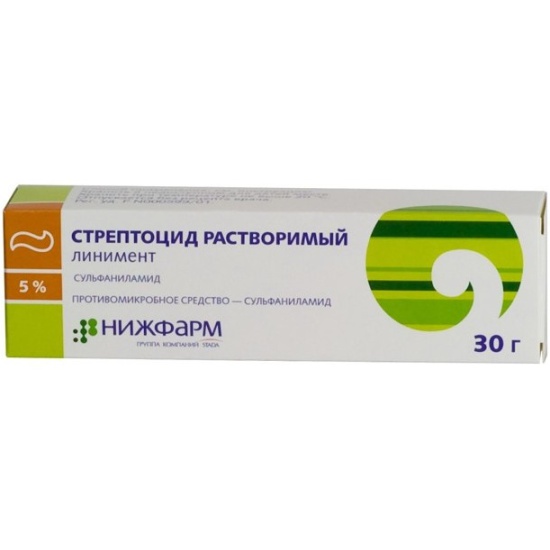 Лекарственное средство Стрептоцид растворимый линимент 5% 30г №1 .