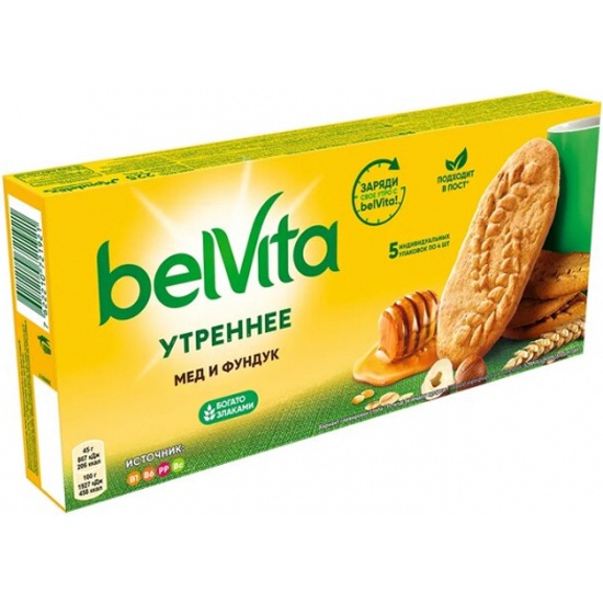 Печенье злаковое фото Печенье BELVITA витаминизированное с фундуком и медом 225 г 7622210721921 - купи