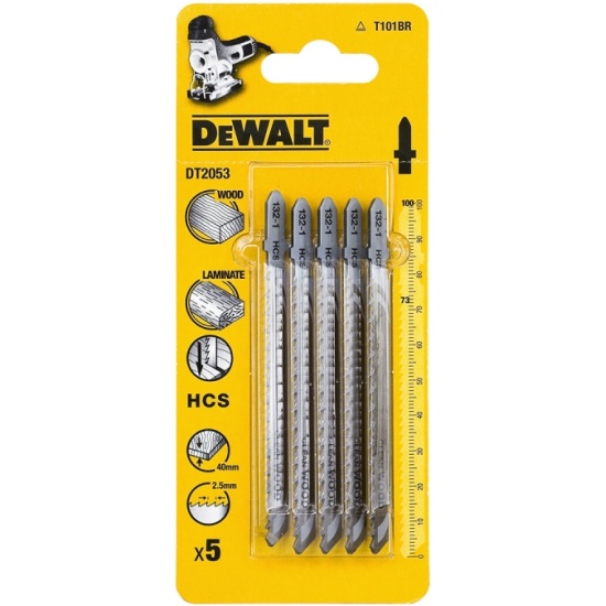 Пилки для лобзика DeWALT DT2053, HCS, 100x73x2.5x40мм, T101BR, 5 шт ...