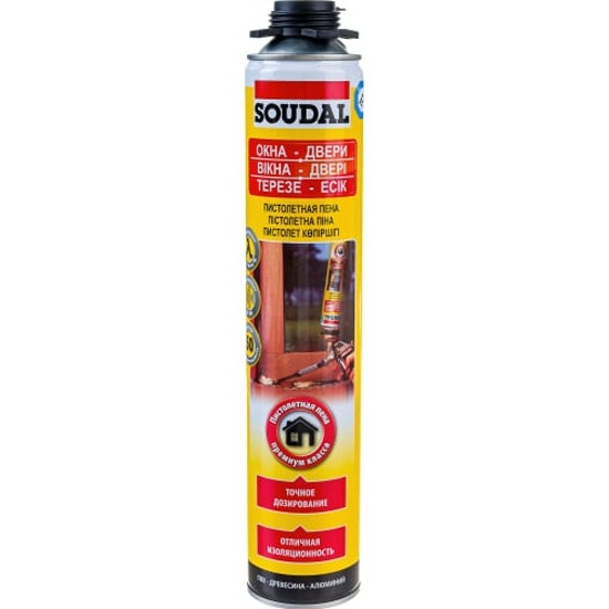 Пистолетная пена SOUDAL Желтая 50 12*750мл 113986 SOUDAL — купить по ...
